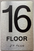 16th floor  with Raised letters/Image & Grade 2 Braille - Includes Red Adhesive pad for Easy Installation - The park Ave Line  Signage
