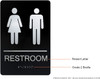 RESTROOM SIGN Tactile Graphics Grade 2 Braille Text with raised letters, Material: Aluminium, Safety Sign for Office, school Hospital,brush BLACK
