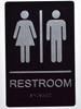 RESTROOM Signage Tactile Graphics Grade 2 Braille Text with raised letters, Material: Aluminium, Safety Signage for Office, school Hospital,brush BLACK
