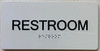 Restroom sign with Raised letters/Image & Grade 2 Braille - Includes Red Adhesive pad for Easy Installation - The sensation line