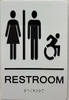 RESTROOM  with Raised letters/Image & Grade 2 Braille - Includes Red Adhesive pad for Easy Installation - The sensation line (RESTROOM ACCESSIBLE)
