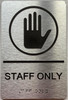 Restroom/Unisex ADA Compliant  with Raised letters/Image & Grade 2 Braille - Includes Red Adhesive pad for Easy Installation - The park Ave Line (STAFF ONLY)