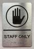 Restroom/Unisex ADA Compliant  Safety Sign with Raised letters/Image & Grade 2 Braille - Includes Red Adhesive pad for Easy Installation - The park Ave Line (STAFF ONLY)