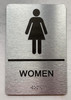 Restroom/Unisex ADA Compliant sign with Raised letters/Image & Grade 2 Braille - Includes Red Adhesive pad for Easy Installation - The park Ave Line (Women)
