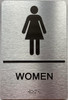 Restroom/Unisex ADA Compliant  Safety Sign with Raised letters/Image & Grade 2 Braille - Includes Red Adhesive pad for Easy Installation - The park Ave Line (Women)