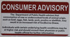 Resturant Cinsumer Advisory Sign