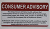 Resturant Cinsumer Advisory  Safety Sign