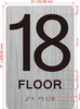 18th floor  with Raised letters/Image & Grade 2 Braille - Includes Red Adhesive pad for Easy Installation - The park Ave Line  Signage