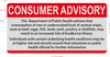 RESTURANT CONSUMER ADVISORY NOTICE ABOUT CONSUMPTION OF RAW FOOD  Safety Sign