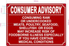 RESTURANT Consumer Advisory  Safety Sign