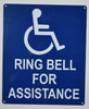 Ring Bell For Assistance Ada  Safety Sign -The Pour Tous Blue Line