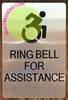 Ring Bell For Assistance Signage -Braille Signage With Raised Tactile Graphics And Letters -The Sensation Line
