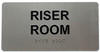 RISER ROOM  Safety Sign Raised letters & Grade 2 Braille - Includes Red Adhesive pad for Easy Installation - The Sensation line