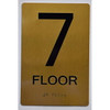 Stair and floor sign Raised letters , Raised Image & Grade 2 Braille - Includes Red Adhesive pad for Easy Installation - The Sensation line (FLOOR 7)