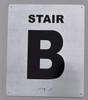 Stair B  Safety Sign Silver- Tactile Touch Braille  Safety Sign - The Sensation line