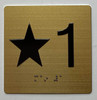 STAR 1 Elevator Jamb Plate sign- Tactile Touch Braille Sign (Brass Gold, Aluminium,4x4)- The Sensation line