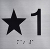 Star 1 Elevator Jamb Plate  Compliance Sign With Raised Letters & Grade 2 Braille - Includes Red Adhesive Pad For Easy Installation - The Sensation Line