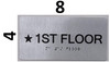 Star Floor Number 1  Signage Silver -Tactile Touch Braille  Signage - The Sensation line