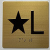 STAR L Elevator Jamb Plate  Safety Sign With Braille and raised number-Elevator STAR LOBBY floor number  Safety Sign - The sensation line