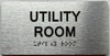 UTILITY ROOM  Safety Sign with Raised letters/Image & Grade 2 Braille - Includes Red Adhesive pad for Easy Installation - The park Ave Line