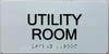 Utility Room sign with Raised letters/Image & Grade 2 Braille - Includes Red Adhesive pad for Easy Installation - The sensation line