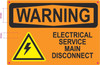 WARNING ELECTRICAL SERVICE MAIN DISCONNECT  Safety Sign