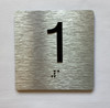 Elevator Floor Number / Elevator Jamb Plate 1 Braille Sign