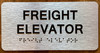Freight Elevator Sign with Raised Letters & Grade 2 Sign