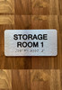 Storage Room 1 Sign with Raised Letters & Grade 2 Compliance Sign