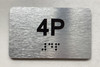 APT# 4P SILVER Braille Sign