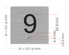 Floor 9- Elevator floor number Jamb Plate sign with braille and raised letter size 4x4 inch -The sensation line ( silver/black)