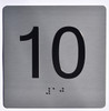 Floor 10- Elevator floor number Jamb Plate sign with braille and raised letter size 4x4 inch -The sensation line ( silver/black)