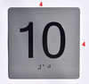 Floor 10- Elevator floor number Jamb Plate sign with braille and raised letter size 4x4 inch -The sensation line ( silver/black)