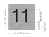 Floor 11- Elevator floor number Jamb Plate sign with braille and raised letter size 4x4 inch -The sensation line ( silver/black)