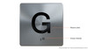 Floor G (Ground) - Elevator floor number Jamb Plate sign with braille and raised letter size 4x4 inch -The sensation line ( silver / black )