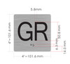 Floor GR (Ground Floor) - Elevator floor number Jamb Plate sign with braille and raised letter size 4x4 inch -The sensation line ( silver)