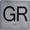 Floor GR (Ground Floor) - Elevator floor number Jamb Plate sign with braille and raised letter size 4x4 inch -The sensation line ( silver)
