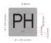 Floor PH (Penthouse)- Elevator floor number Jamb Plate sign with braille and raised letter size 4x4 inch -The sensation line silver
