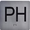 Floor PH (Penthouse)- Elevator floor number Jamb Plate sign with braille and raised letter size 4x4 inch -The sensation line silver