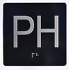Floor PH (Penthouse)- Elevator floor number Jamb Plate sign with braille and raised letter size 4x4 inch -The sensation line  (Black/silver)