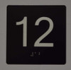 Floor 12- Elevator floor number Jamb Plate sign with braille and raised letter size 4x4 inch -The sensation line ( Black/silver )