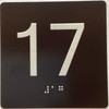 Floor 17- Elevator floor number Jamb Plate sign with braille and raised letter size 4x4 inch -The sensation line ( Black/silver )