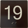 Floor 19- Elevator floor number Jamb Plate sign with braille and raised letter size 4x4 inch -The sensation line (black)
