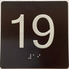 Floor 19- Elevator floor number Jamb Plate sign with braille and raised letter size 4x4 inch -The sensation line (black)