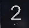 2nd Floor Elevator Jamb Plate  With Braille and raised number-Elevator floor number  letters Image & Grade 2 Braille - Includes Red Adhesive pad for Easy Installation - The Sensation line Building Sign