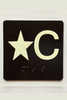 Star C Sign Elevator Jamb Plate Ada Sign