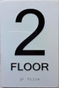 2nd floor /Floor 2  with Raised letters/Image & Grade 2 Braille - Includes Red Adhesive pad for Easy Installation - The sensation line Safety Sign