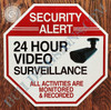 Security Alert 24 HOURS VIDEO SURVEILLANCE  Sign