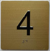 4TH FLOOR Elevator Jamb Plate  With Braille and raised number-Elevator FLOOR 4 number  - The sensation line Sign