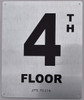 4TH Floor  - Floor Number - Tactile Touch Braille  - The Sensation line Sign